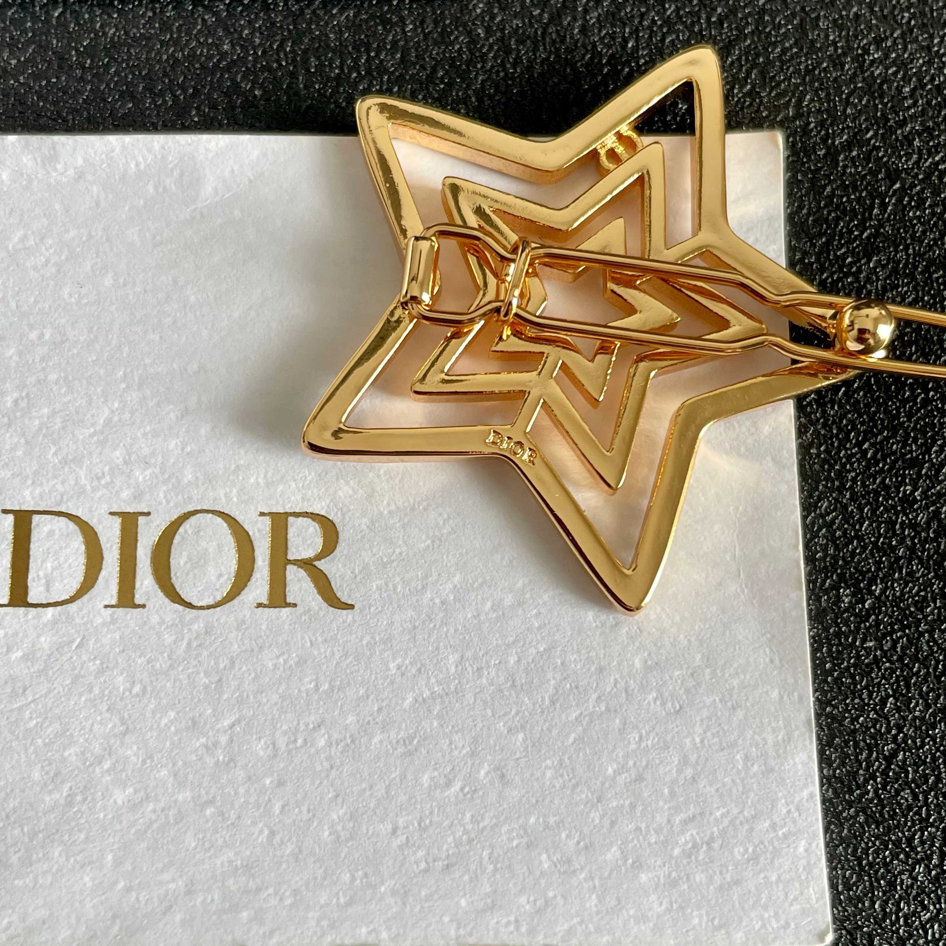 Dior Gold Star Hair Clip with Rhinestones